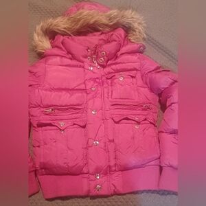 True Religion Down Pink‎ Puffer Coat Size XS